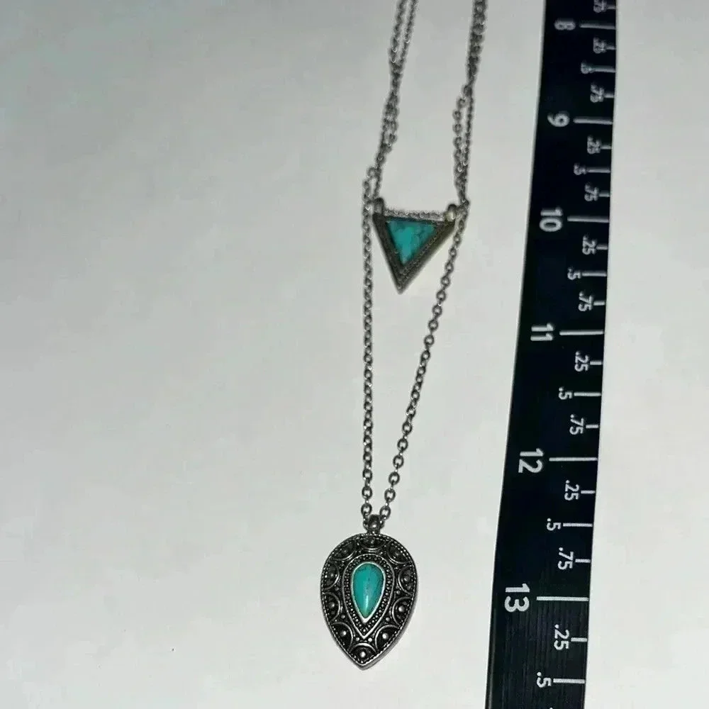Necklace Double layered boho turquoise